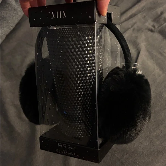 NEW Faux Fur Earmuff & Reusable Cup - Picture 2 of 5